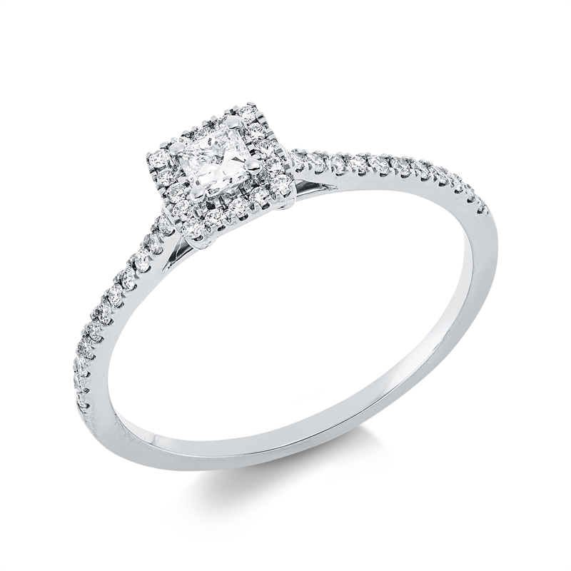 Image 90002365 - Ring 18 kt WG, 16 Brillanten 0,06 ct, TW-si, 1 Princ. 0,15 ct, TW-si, 22 Brillanten 0,11 ...