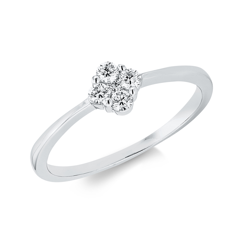 Image 90002370 - Ring 18 kt WG, 4 Brillanten 0,16 ct, TW-si, 1 Brill. 0,02 ct, TW-si, ...
