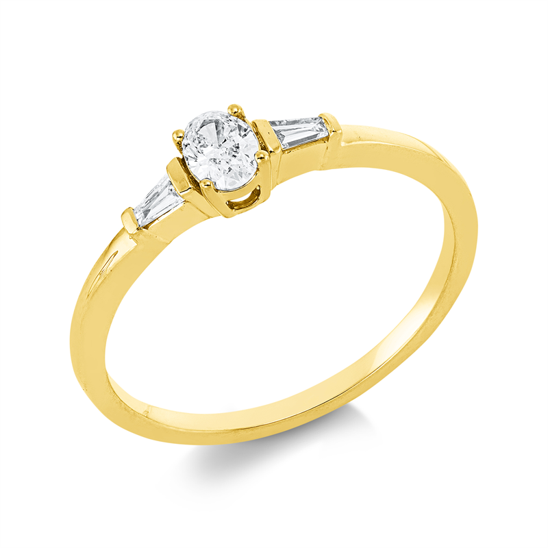 Image 90002371 - Ring 18 kt GG, 1 Oval 0,18 ct, TW-si, 2 Trapeze 0,05 ct, TW-si, ...