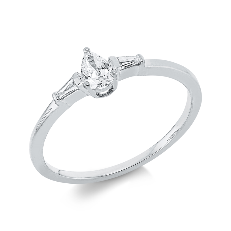 Image 90002373 - Ring 18 kt WG, 1 Tropfen 0,20 ct, TW-si, 2 Trapeze 0,06 ct, TW-si, ...