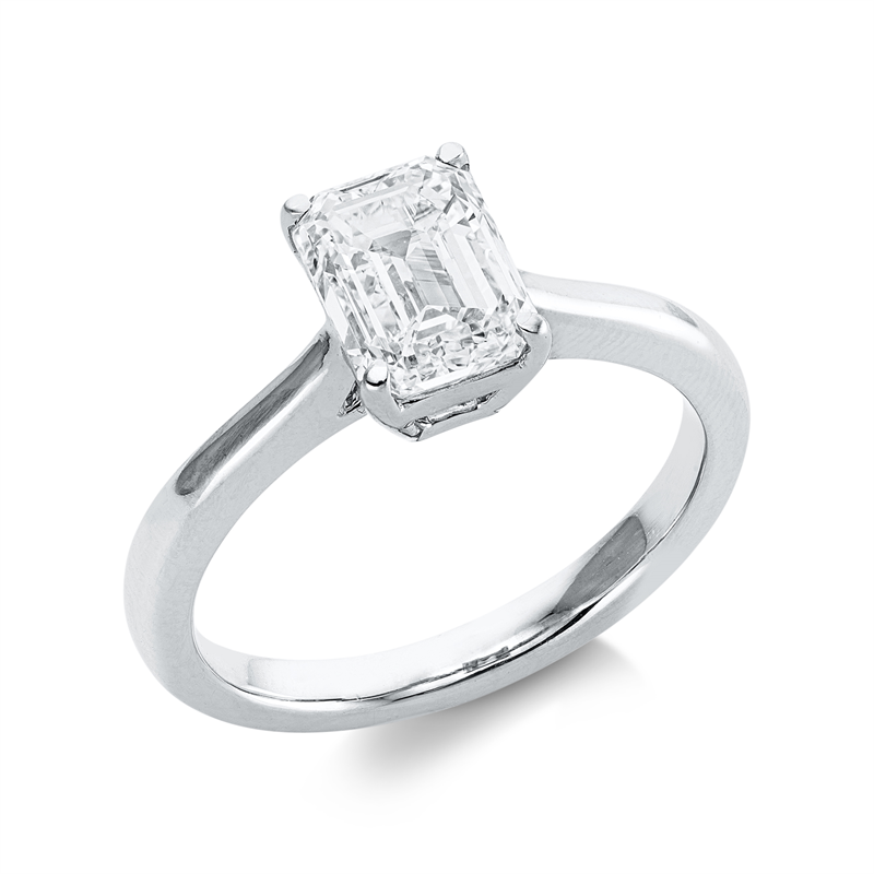 Image 90002379 - Ring 4er-Krappe 18 kt WG, GIA2497321451, 1 Sm.schliff 2,00 ct, TW-vsi, ...