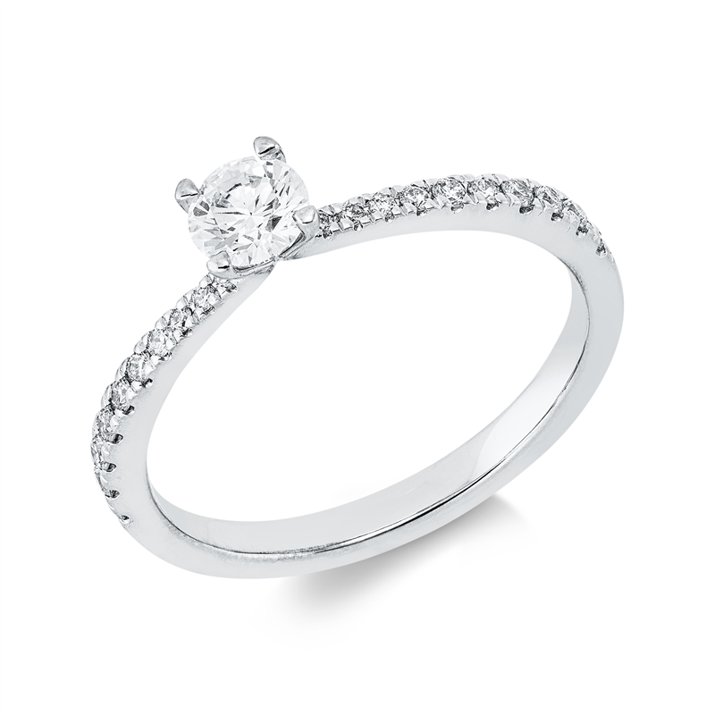 Image 90002561 - Ring 4er-Krappe 18 kt WG, GIA7511899713, 1 Brill. 0,30 ct, E-si, 20 Brillanten 0,15 ct, ...