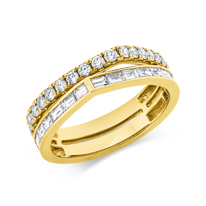 Image 90002569 - Ring 18 kt GG, 16 Baguette 0,56 ct, TW-si, 20 Brillanten 0,43 ct, TW-si, B:5,0 mm, ...