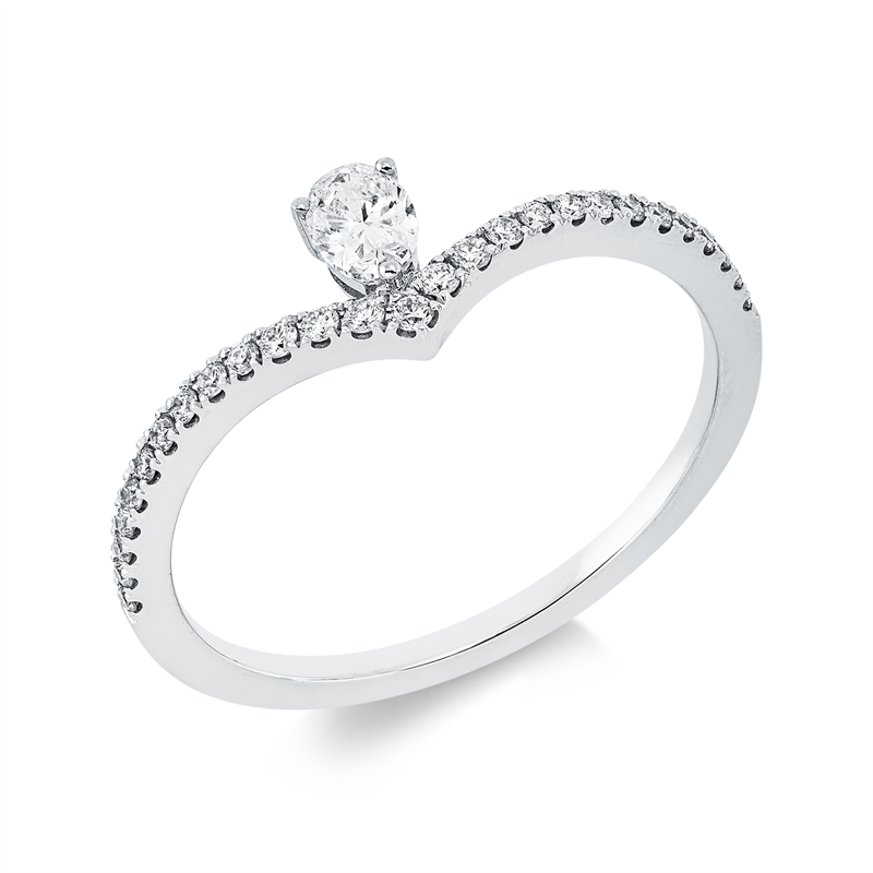 Image 90002575 - Ring 18 kt WG, 1 Oval 0,16 ct, TW-si, 27 Brillanten 0,12 ct, TW-si, ...