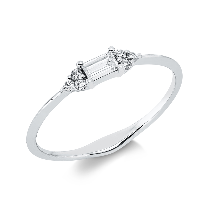 Image 90002589 - Ring 18 kt WG, 1 Bag. 0,11 ct, TW-si/pi, 6 Brillanten 0,06 ct, TW-si/pi, ...