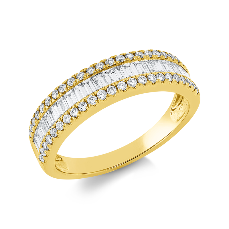 Image 90002594 - Ring 18 kt GG, 22 Baguette 0,55 ct, TW-si/pi, 46 Brillanten 0,27 ct, TW-si/pi, ...