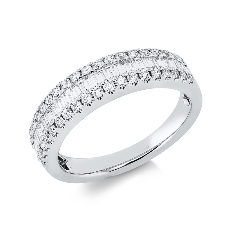 Image 90002604 - Ring 18 kt WG, 30 Baguette 0,37 ct, TW-si, 38 Brillanten 0,34 ct, TW-si, ...