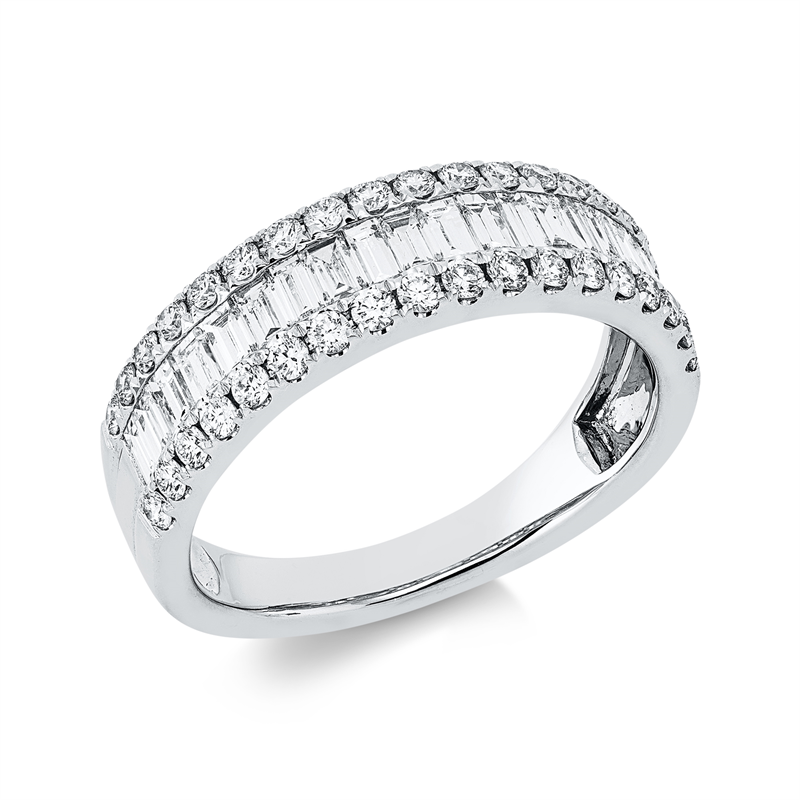 Image 90002605 - Ring 18 kt WG, 19 Baguette 0,72 ct, TW-si, 36 Brillanten 0,40 ct, TW-si, ...