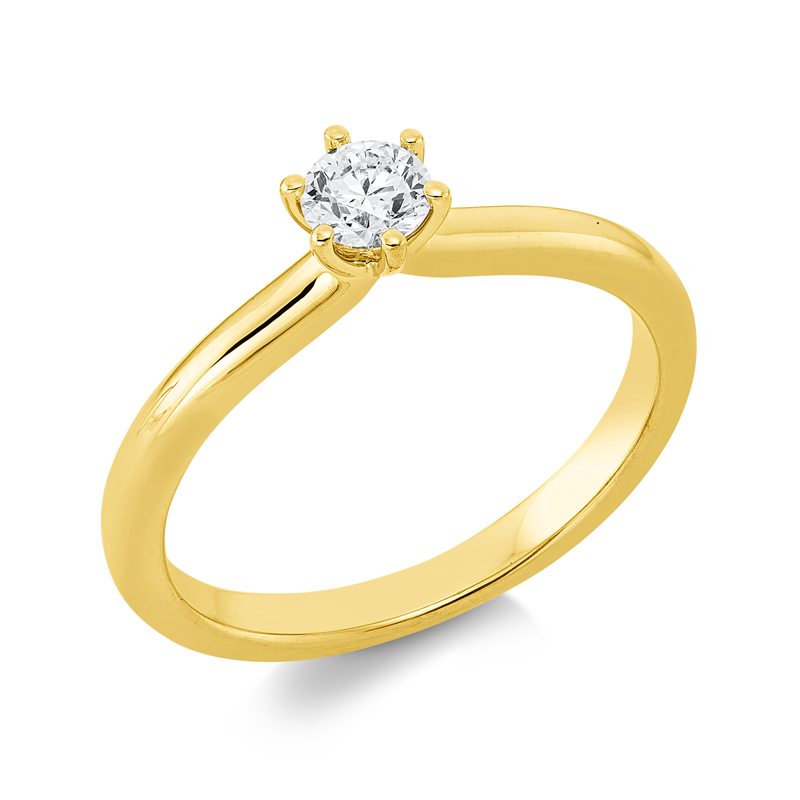 Image Ring 6er-Krappe 18 kt GG, 1 Brill. 0,25 ct, TW-si, Weite:54