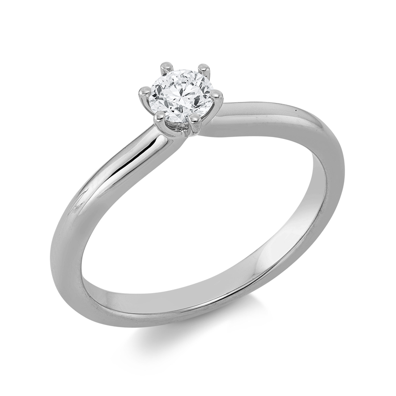 Image Ring 6er-Krappe 14 kt WG, 1 Brill. 0,25 ct, TW-si, Weite:56
