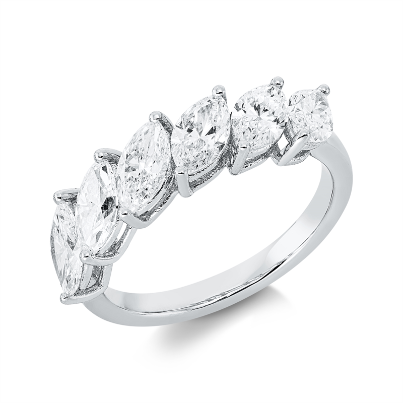 Image Ring 18 kt WG, 6 Navette 1,99 ct, TW-si, Weite:54