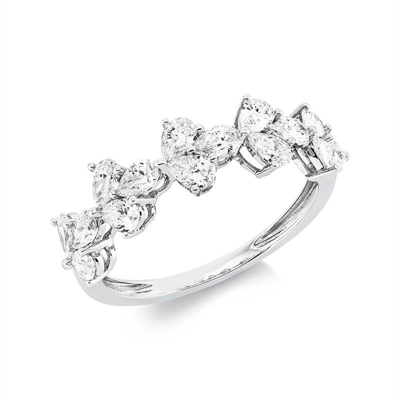 Image Ring 18 kt WG, 15 Tropfen 1,22 ct, TW-si, B:6,3 mm, Weite:54