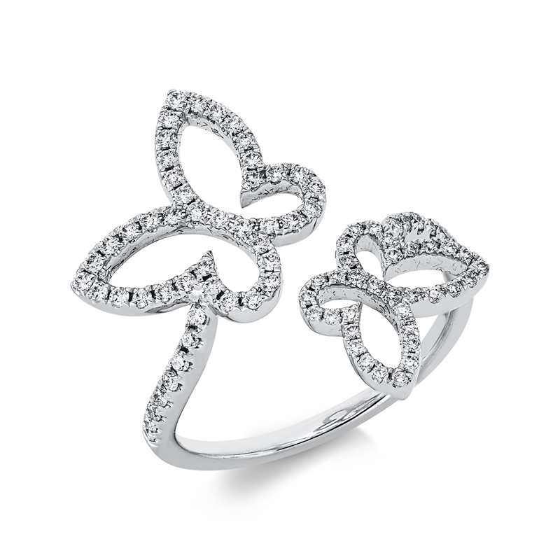Image Ring 18 kt WG Schmetterling, 87 Brillanten 0,36 ct, TW-si, B:21,1 mm, Weite:52