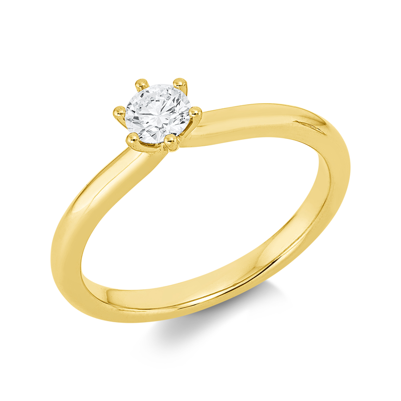 Image Ring 6er-Krappe 18 kt GG, GIA2537029172, 1 Brill. 0,30 ct, F-si, Weite:54