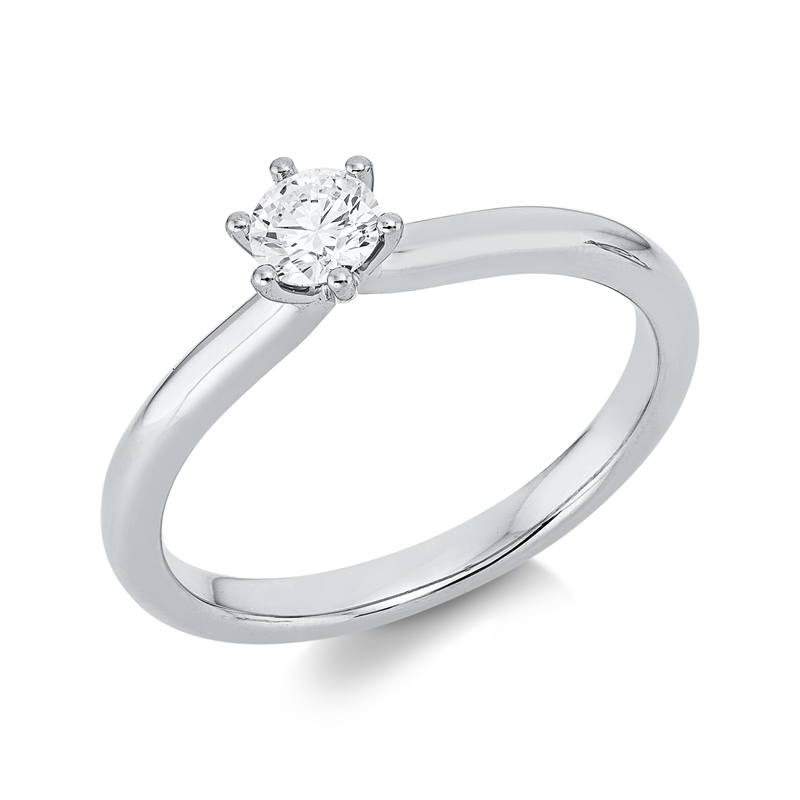 Image Ring 6er-Krappe 14 kt WG, GIA7551011584, 1 Brill. 0,30 ct, F-si, Weite:54