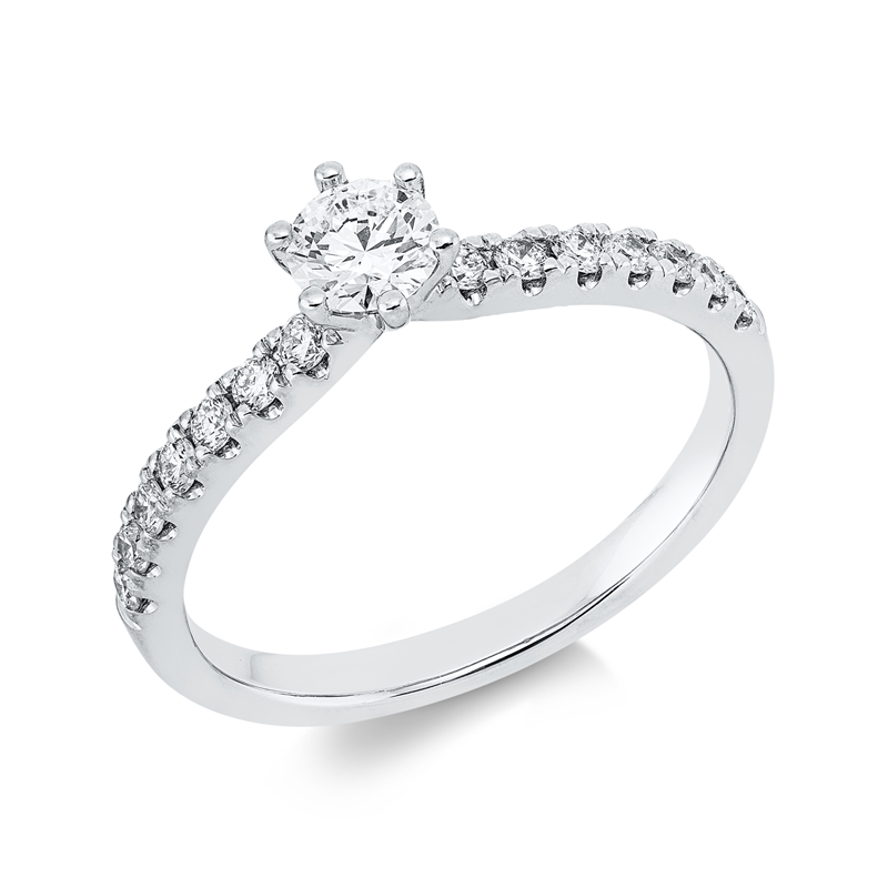 Image Ring 6er-Krappe 18 kt WG, GIA1523994830, 14 Brillanten 0,26 ct, TW-si, 1 Brill. 0,30 ct, ...