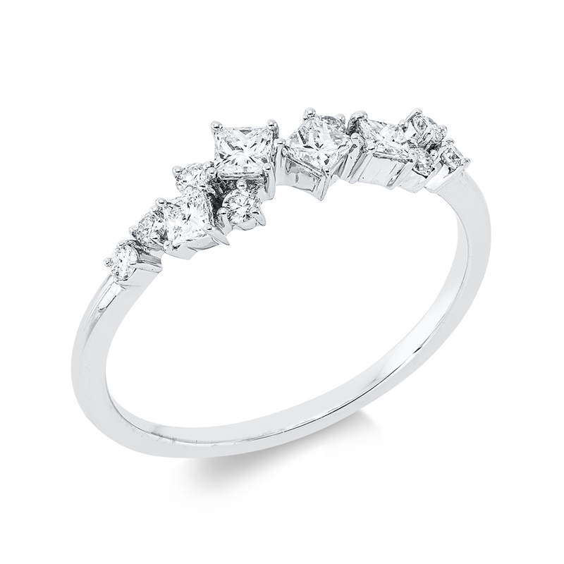 Image 90002504 - Ring 18 kt WG, 4 Princ. 0,26 ct, TW-si, 8 Brillanten 0,12 ct, TW-pi, ...