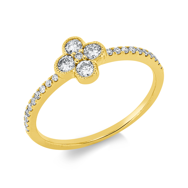 Image 90002511 - Ring 18 kt GG, 4 Brillanten 0,21 ct, TW-pi, 21 Brillanten 0,11 ct, TW-pi, H:7,0 mm, B:6,8 ...