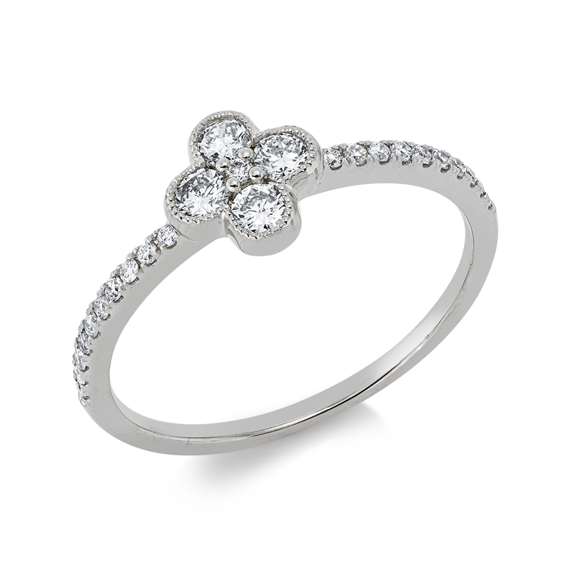 Image 90002513 - Ring 18 kt WG, 4 Brillanten 0,23 ct, TW-pi, 21 Brillanten 0,11 ct, TW-pi, ...