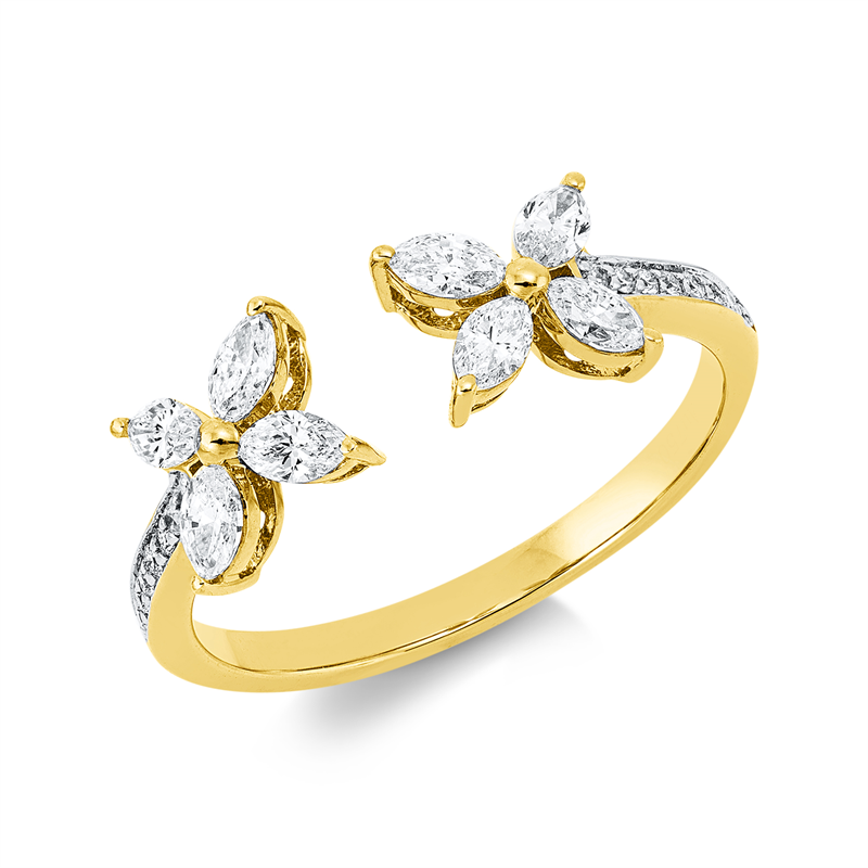 Image 90002515 - Ring 18 kt GG WG, 8 Navette 0,46 ct, TW-vsi, 16 Brillanten 0,06 ct, TW-si, ...