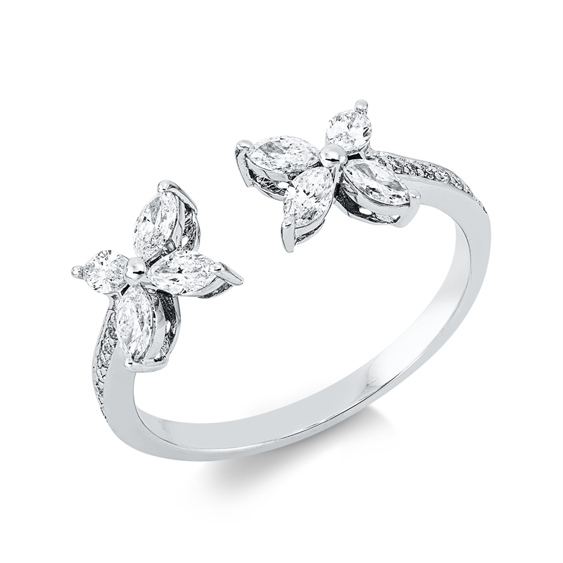 Image 90002516 - Ring 18 kt WG, 8 Navette 0,46 ct, TW-vsi, 16 Brillanten 0,06 ct, TW-si, ...