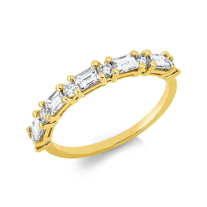 Image 90002517 - Ring 18 kt GG, 5 Baguette 0,52 ct, TW-vsi, 6 Brillanten 0,23 ct, TW-si, B:3,1 mm, ...