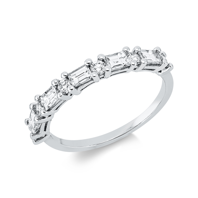 Image 90002518 - Ring 18 kt WG, 5 Baguette 0,54 ct, TW-vsi, 6 Brillanten 0,23 ct, TW-si, ...