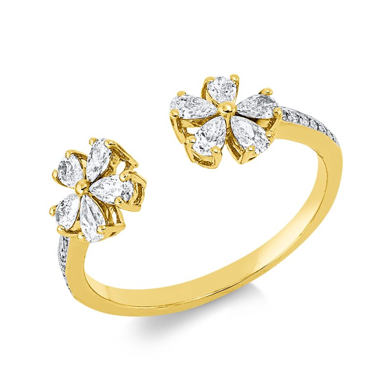 Image 90002519 - Ring 18 kt GG WG, 10 Tropfen 0,43 ct, TW-vsi, 12 Brillanten 0,04 ct, TW-si, ...