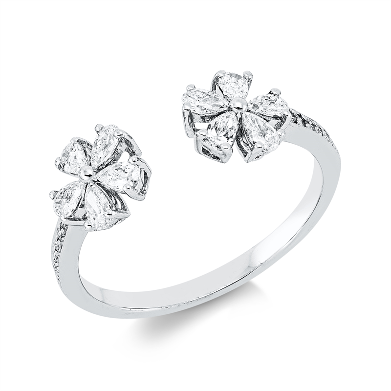 Image 90002520 - Ring 18 kt WG, 10 Tropfen 0,43 ct, TW-vsi, 12 Brillanten 0,04 ct, TW-si, ...