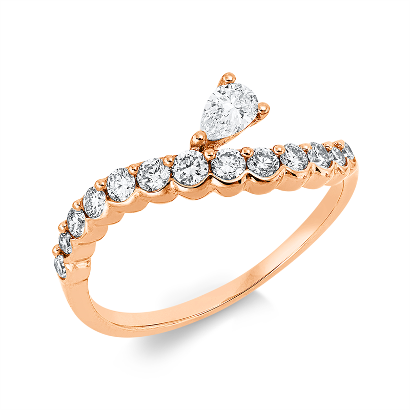 Image 90002522 - Ring 18 kt RG, 1 Tropfen 0,16 ct, TW-vsi, 13 Brillanten 0,36 ct, TW-si, ...