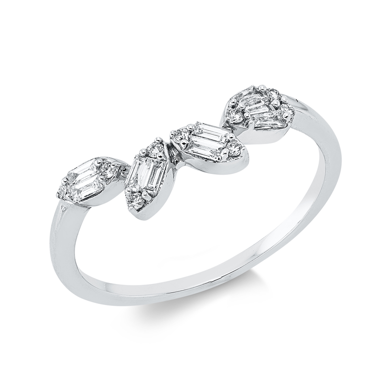Image 90002525 - Ring 18 kt WG, 6 Baguette 0,10 ct, TW-vsi, 3 Trapeze 0,04 ct, TW-vsi, 9 Brillanten 0,05 ...