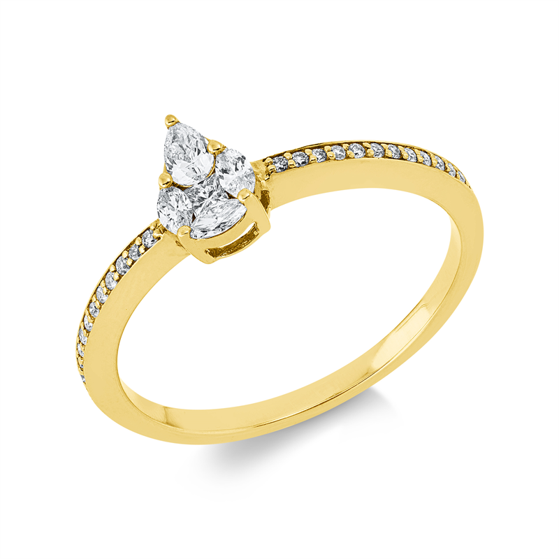 Image 90002526 - Ring 18 kt GG, 3 Navette 0,09 ct, TW-vsi, 1 Princ. 0,03 ct, TW-vsi, 1 Tropfen 0,08 ct, ...