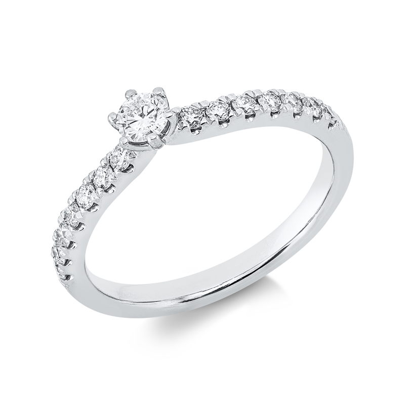 Image 90002543 - Ring 6er-Krappe 18 kt WG, 1 Brill. 0,15 ct, TW-si, 14 Brillanten 0,26 ct, TW-si, ...