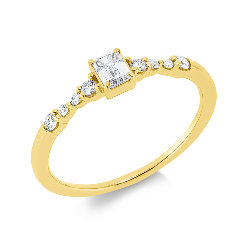 Image Ring 18 kt GG, 4 Brillanten 0,09 ct, TW-si, 1 Sm.schliff 0,20 ct, TW-si, 4 Brillanten ...