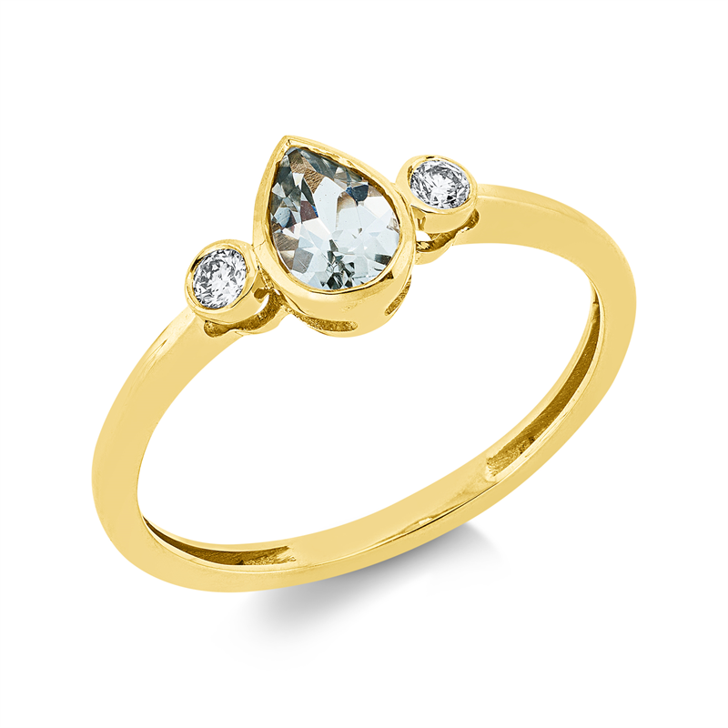 Image Ring 18 kt GG, 2 Brillanten 0,07 ct, TW-si, 1 Amethyst 0,37 ct grün, H:10,3 mm, B:7,1 ...