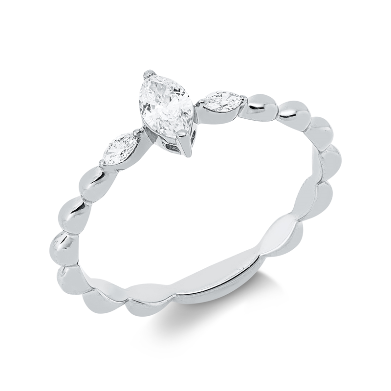 Image Ring 18 kt WG, 1 Navette 0,19 ct, TW-si, 2 Navette 0,06 ct, TW-si, B:6,2 mm, Weite:54