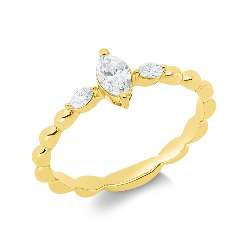 Image Ring 18 kt GG, 1 Navette 0,25 ct, TW-si, 2 Navette 0,08 ct, TW-si, B:6,7 mm, Weite:54