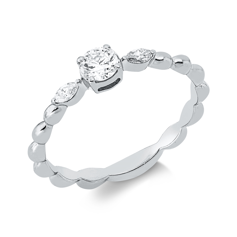 Image 90002631 - Ring 18 kt WG, 1 Brill. 0,23 ct, TW-si, 2 Navette 0,07 ct, TW-si, B:4,1 mm, ...