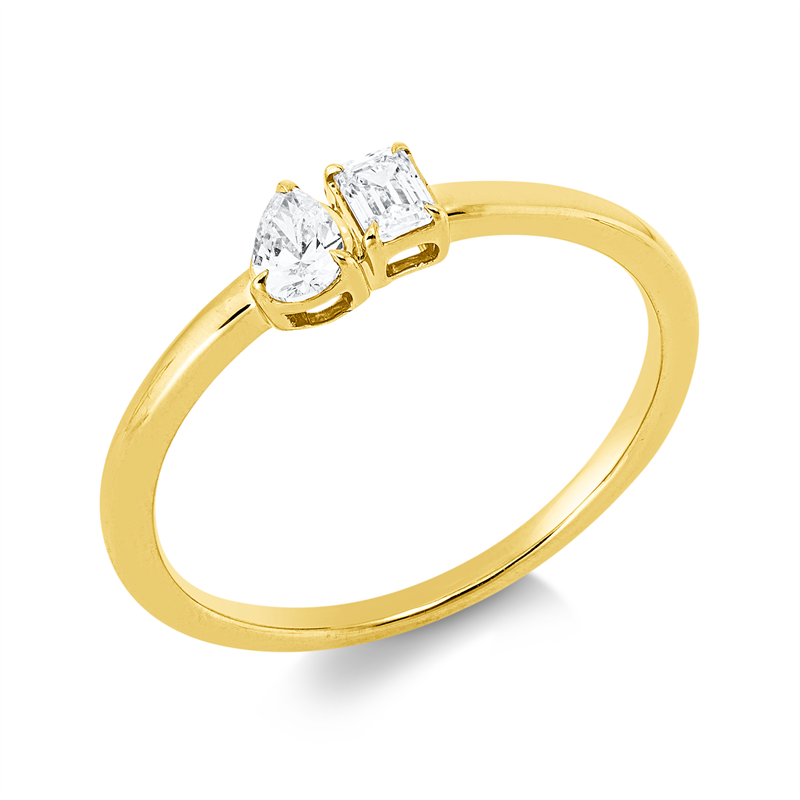 Image 90002641 - Ring 18 kt GG, 1 Tropfen 0,13 ct, TW-si, 1 Sm.schliff 0,13 ct, TW-si, B:4,4 mm, ...