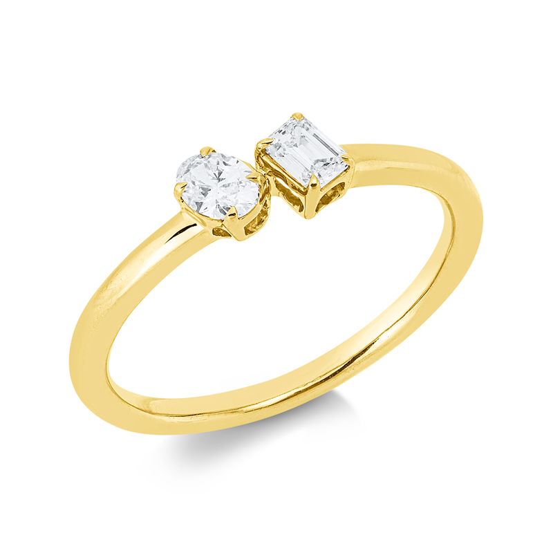 Image 90002642 - Ring 18 kt GG, 1 Oval 0,14 ct, TW-si, 1 Sm.schliff 0,14 ct, TW-si, B:4,3 mm, ...