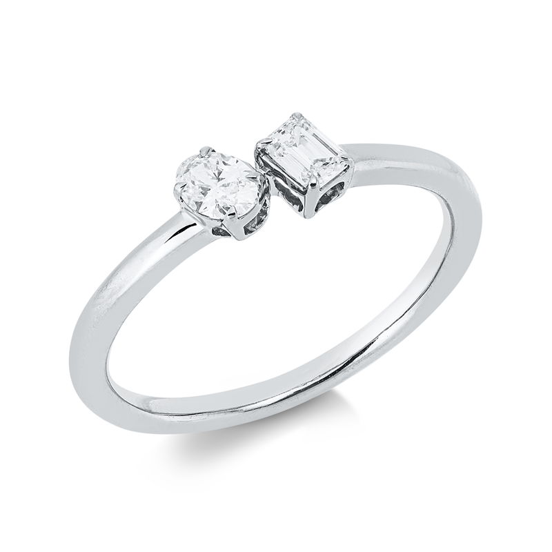 Image 90002643 - Ring 18 kt WG, 1 Oval 0,17 ct, TW-si, 1 Sm.schliff 0,15 ct, TW-si, B:4,3 mm, ...