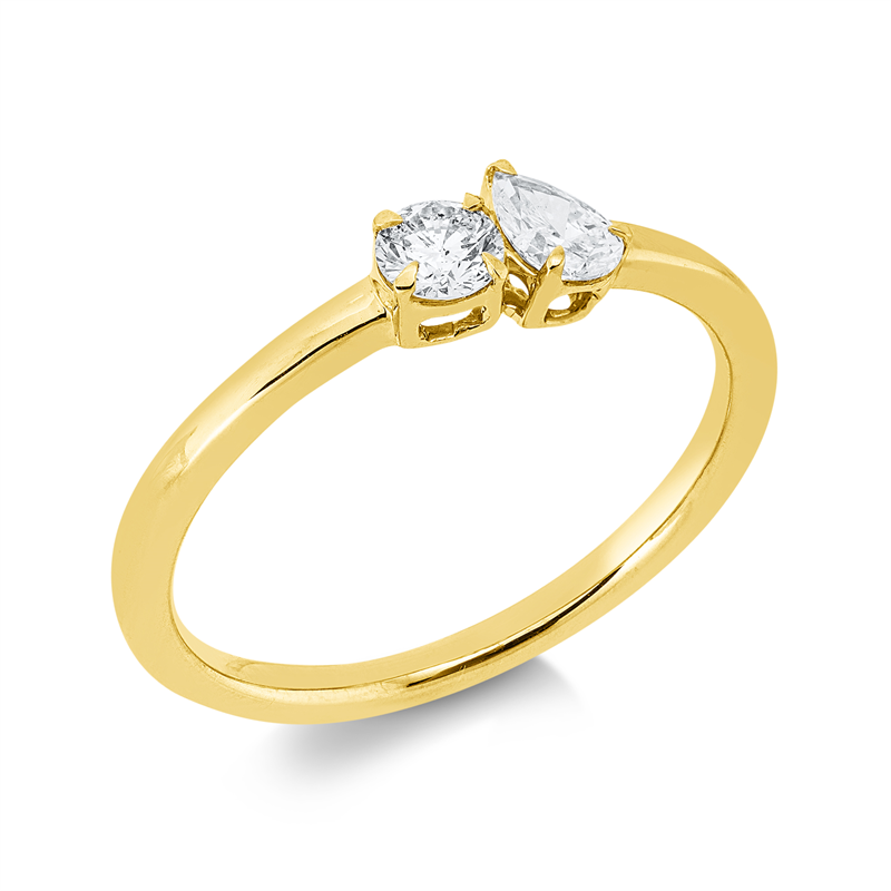 Image 90002644 - Ring 18 kt GG, 1 Tropfen 0,16 ct, TW-si, 1 Brill. 0,17 ct, TW-si, B:4,6 mm, ...
