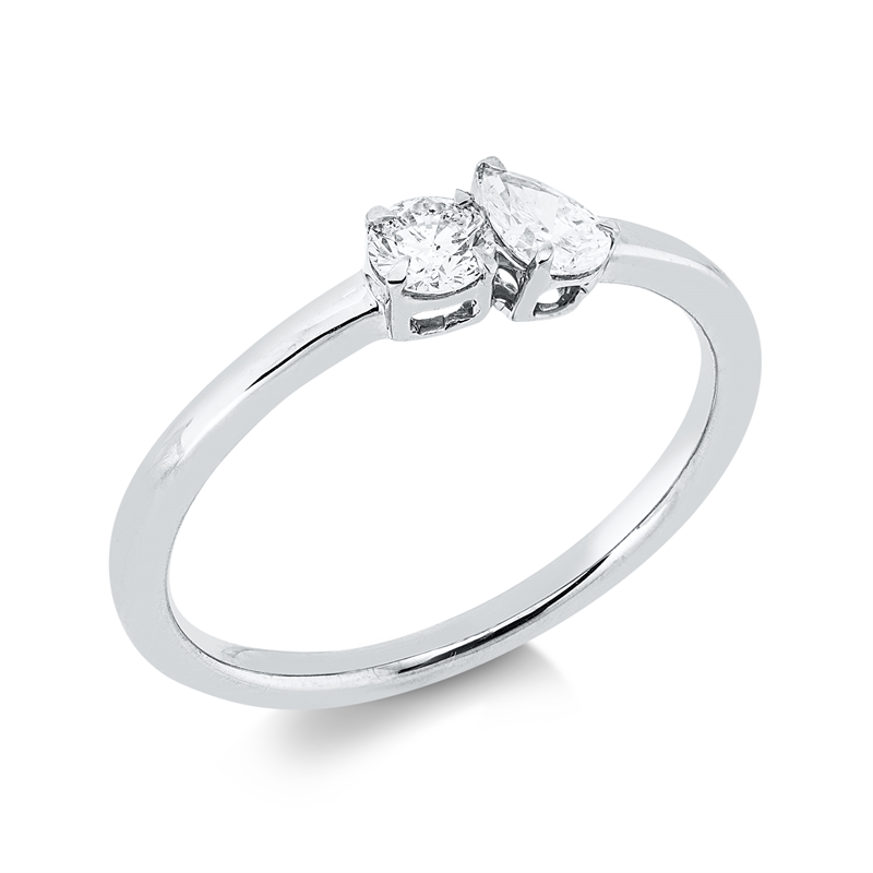 Image 90002645 - Ring 18 kt WG, 1 Tropfen 0,13 ct, TW-si, 1 Brill. 0,15 ct, TW-si, B:4,6 mm, ...