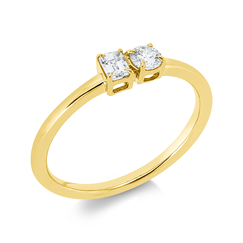 Image 90002646 - Ring 18 kt GG, 1 Sm.schliff 0,16 ct, TW-si, 1 Brill. 0,14 ct, TW-si, B:3,8 mm, ...