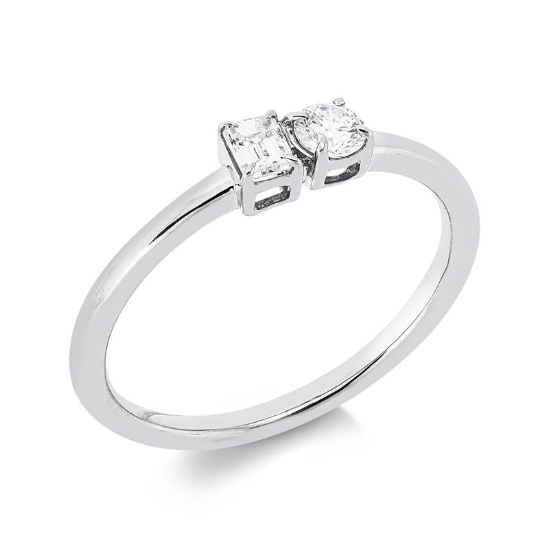 Image 90002647 - Ring 18 kt WG, 1 Sm.schliff 0,16 ct, TW-si, 1 Brill. 0,14 ct, TW-si, B:3,8 mm, ...