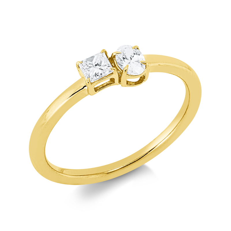 Image 90002648 - Ring 18 kt GG, 1 Princ. 0,14 ct, TW-si, 1 Oval 0,16 ct, TW-si, B:4,4 mm, ...