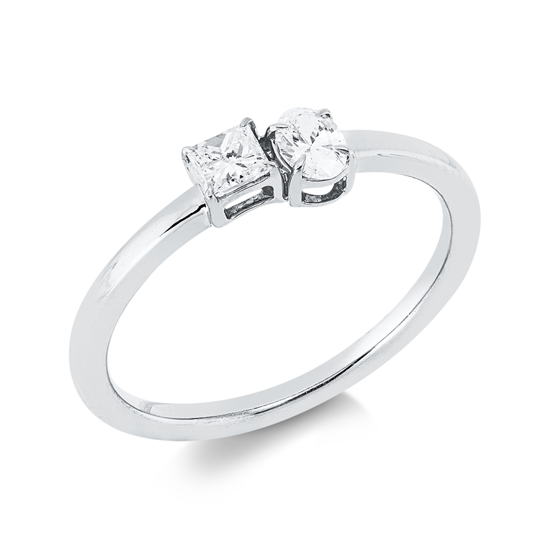 Image 90002649 - Ring 18 kt WG, 1 Princ. 0,15 ct, TW-si, 1 Oval 0,16 ct, TW-si, B:4,4 mm, ...