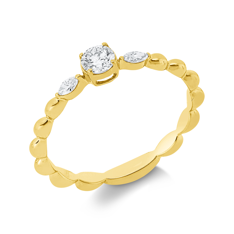 Image 90002668 - Ring 18 kt GG, 1 Brill. 0,19 ct, TW-si, 2 Navette 0,07 ct, TW-si, B:3,8 mm, ...