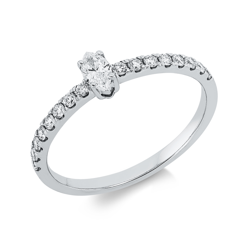 Image 90002672 - Ring 18 kt WG, 1 Navette 0,15 ct, TW-si, 16 Brillanten 0,23 ct, TW-si, H:2,6 mm, B:4,6 ...