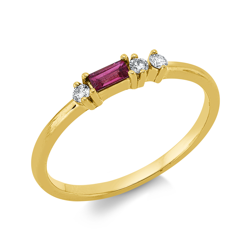 Image 90002673 - Ring 18 kt GG, 3 Brillanten 0,08 ct, W-si, 1 Rubin 0,14 ct rot, H:9,3 mm, B:2,5 mm, ...